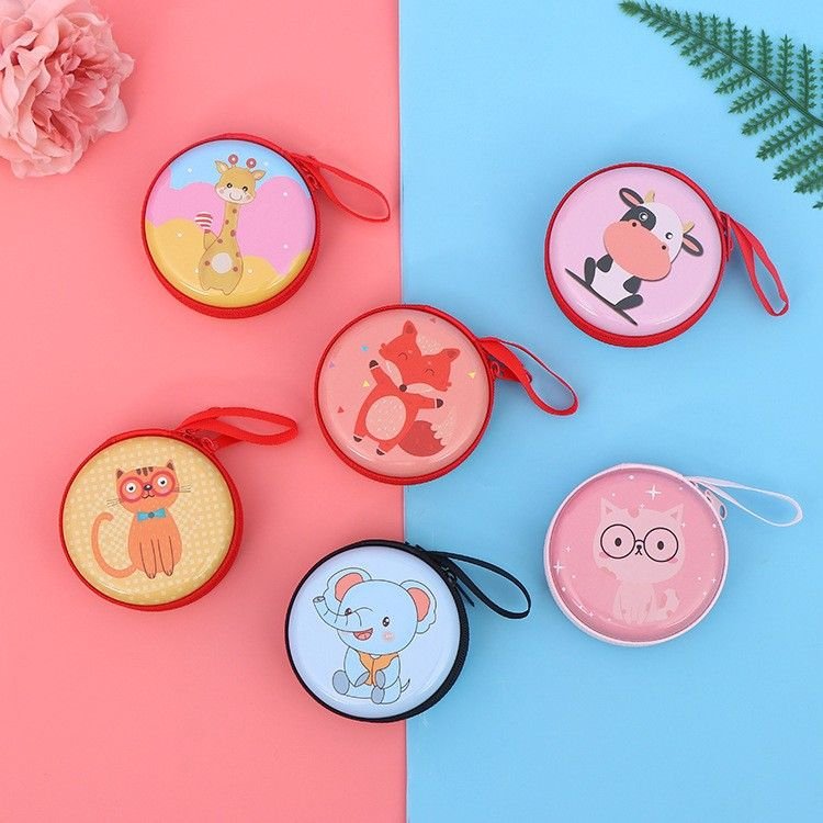 Women Fashion Casual Cute Cartoon Print Round Zipper Wallets