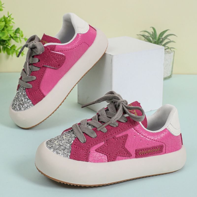 Kids Unisex Casual Cute Sports Star Pattern Round-Toe Lace-Up Sneakers