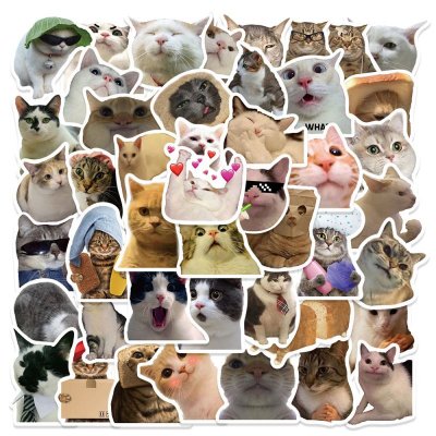 50pcs Cartoon Funny Cat Handbook Stickers