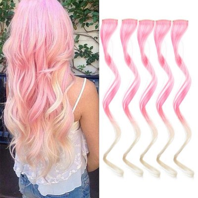 Women Fashion Chemical Fiber Gradient Hanging Ear Dye Wig