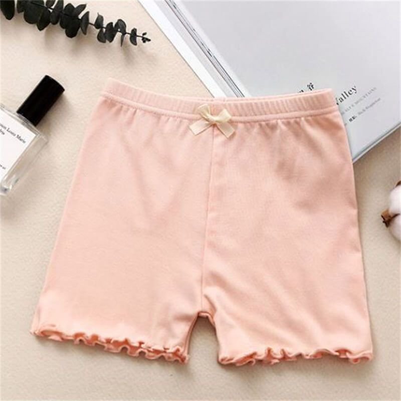 Girls Solid Color Bowknot Decorative Lace Leggings