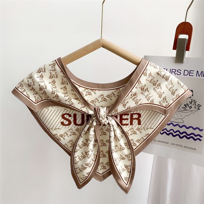 Women Fashion Letter Stripe Leopard Print Triangle Shawl