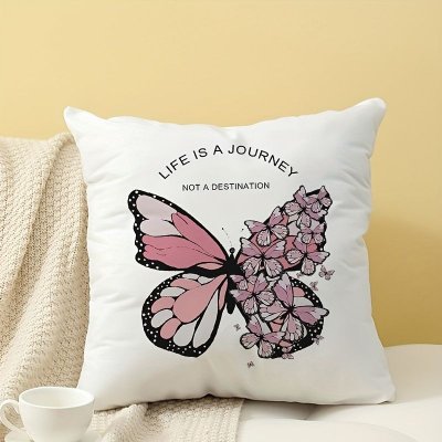 Fashion Butterfly Floral Letter Print Home Sofa Cushion Cover