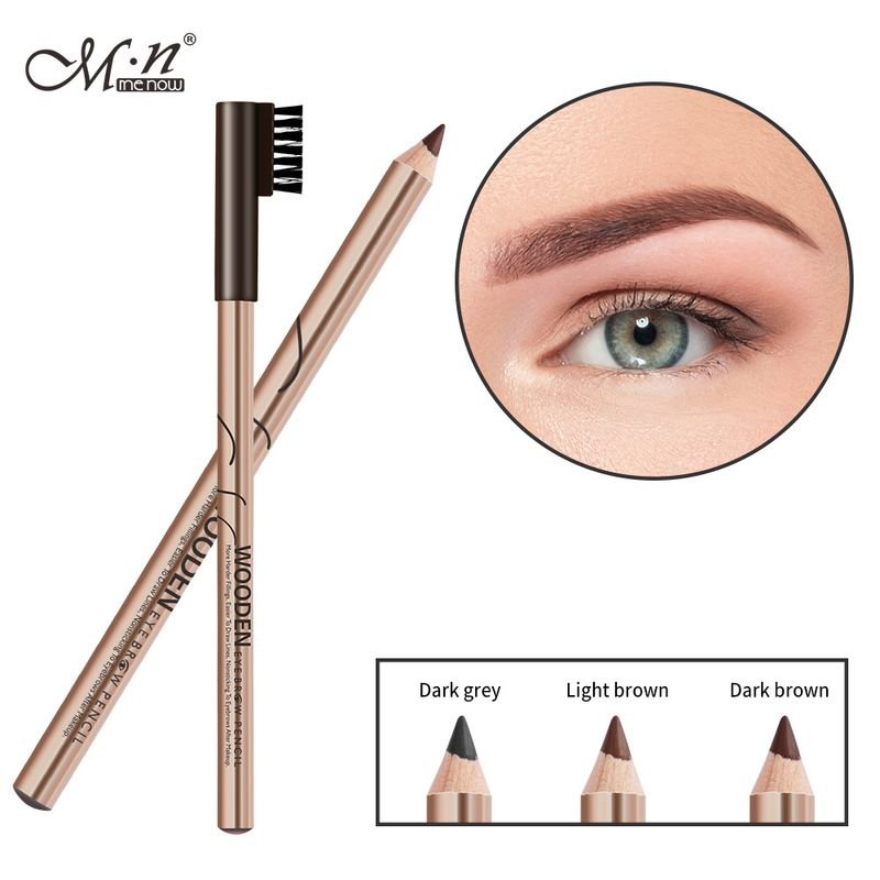 MENOW Women Simple Non-Easy To Faint Wooden Rod Eyebrow Pencil With Eyebrow Brush