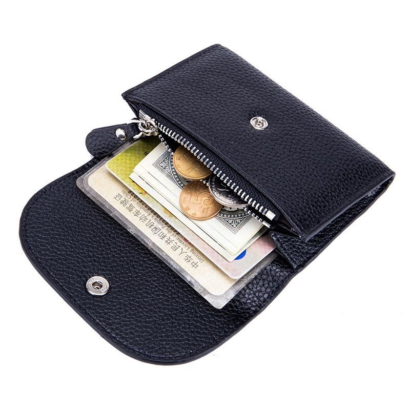 Women Leather Solid Color Zipper Clasp Wallets
