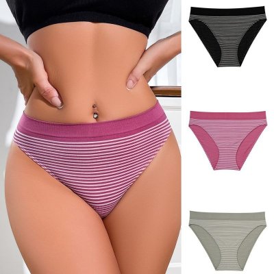 Women Fashion Seamless Stripe Comfortable Breathable Underwear