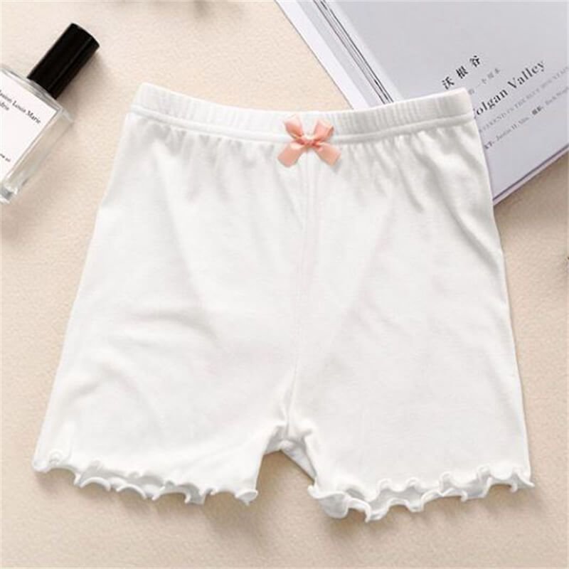 Girls Solid Color Bowknot Decorative Lace Leggings