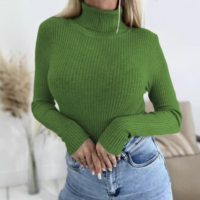 Autumn And Winter Women'S Simple Solid Color Turtleneck Knitted Sweater