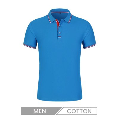 95% Cotton Men Solid Color Short Sleeves Lapel Polo Shirt Custom