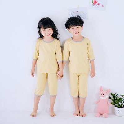 Children Kids Baby Fashion Girls Boys Basic Casual Short Sleeve Top And Shorts 2pcs Set