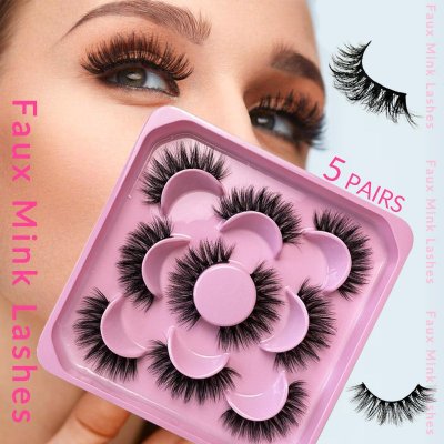 Women Fashion Imitation Mink False Eyelashes 5 Pairs