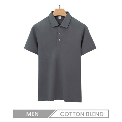 Men 230g Cotton Suorona Seamless Hot-Pressed Collar Non-Ironing Lapel T-Shirt Short Sleeve Polo Shirt Custom