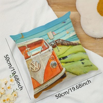 Simple Fashion Beach Car Linen Single-Sided Printed Home Sofa Cushion Cover