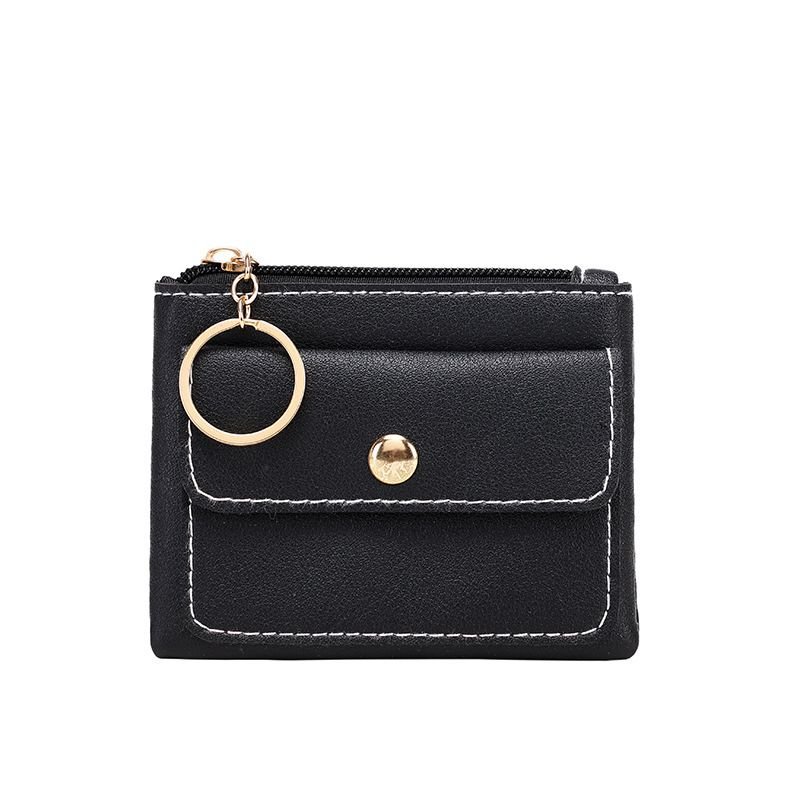 Women Fashion Casual Solid Color PU Zipper Wallets