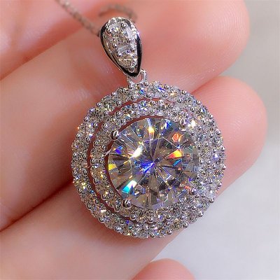 Simple Diamond Rhinestone Plated Platinum Necklace