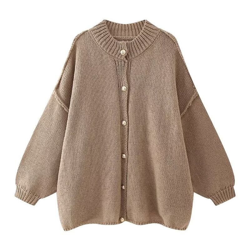 Autumn Winter Women Fashion Button Long Sleeve Knitted Sweater