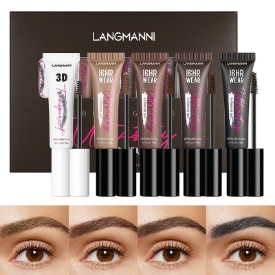 Langmanni Women Simple Three-Dimensional Natural 4 Color Eyebrow Cream Eyebrow Gel Set