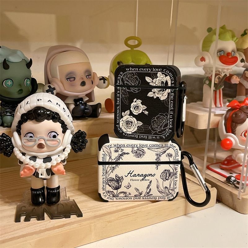 Women Fashion Black White Rose Apple Bluetooth Headset Case