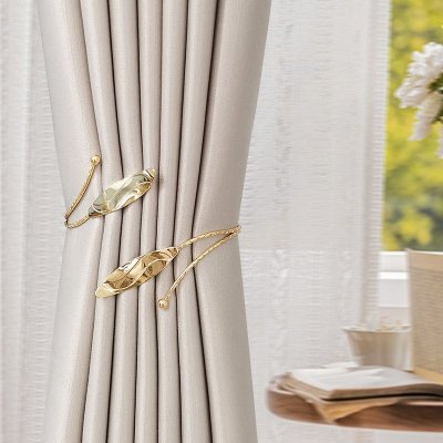 Light Luxury Curtain Strap Metal Leaf Shape Storage Buckle Punch-Free Curtain Tieback