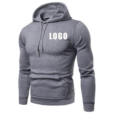 Custom Sports Logo Men Casual Solid Color Hoodie