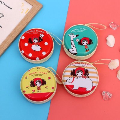 Women Fashion Casual Cute Cartoon Print Round Zipper Wallets