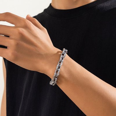 Men Fashion Casual Vintage Hip Hop Alloy Bracelet