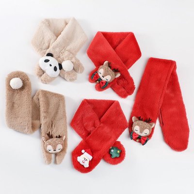 Kids Boys Girls Winter Casual Cute Christmas Cartoon Plush Scarf