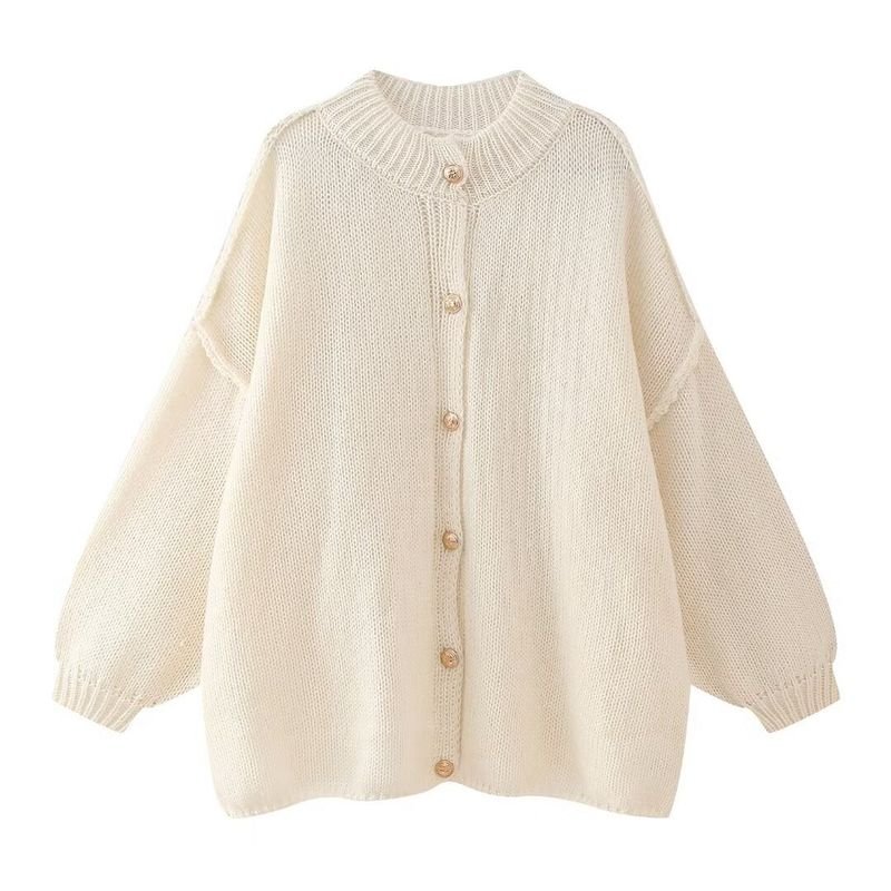 Autumn Winter Women Fashion Button Long Sleeve Knitted Sweater