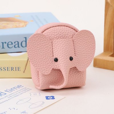 Women Fashion Casual Solid Color Elephant Pattern PU Zipper Wallets