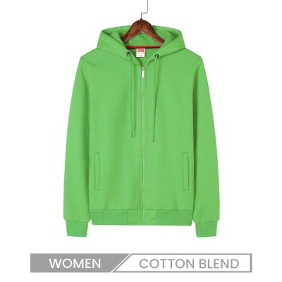 Casual Basic Women Men Solid Color Fleece-Lined Zipper Hoodie Custom