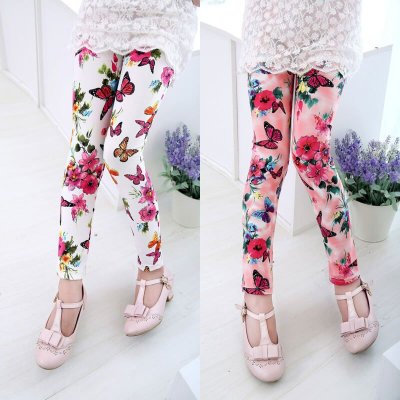 Girls Flower Painted Nine Points Pants