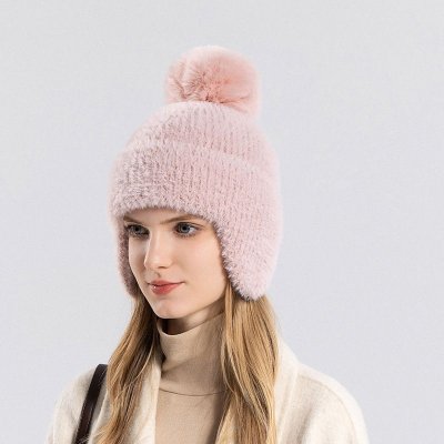 Winter Fashion Solid Color Knitted Plush Hat