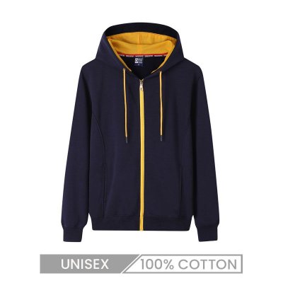 Zipper Fleece-Lined Custom Logo Cotton Terry Loop Pullover Men Women Coat Hoodie