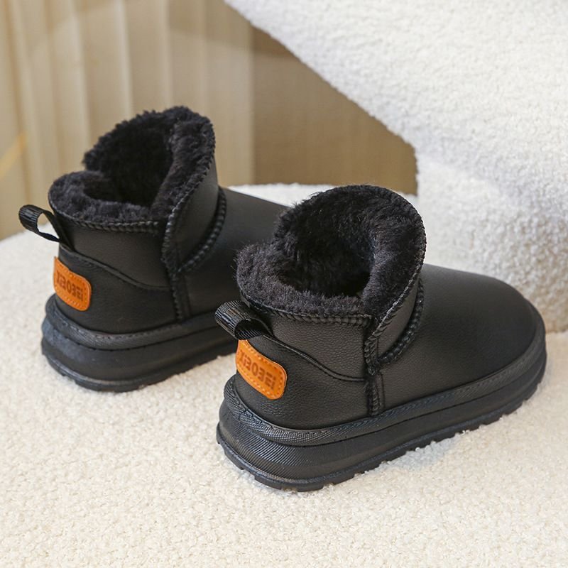 Kids Unisex Casual Cute Solid Color Fleece Slip On Thick-Soled Snow Boots