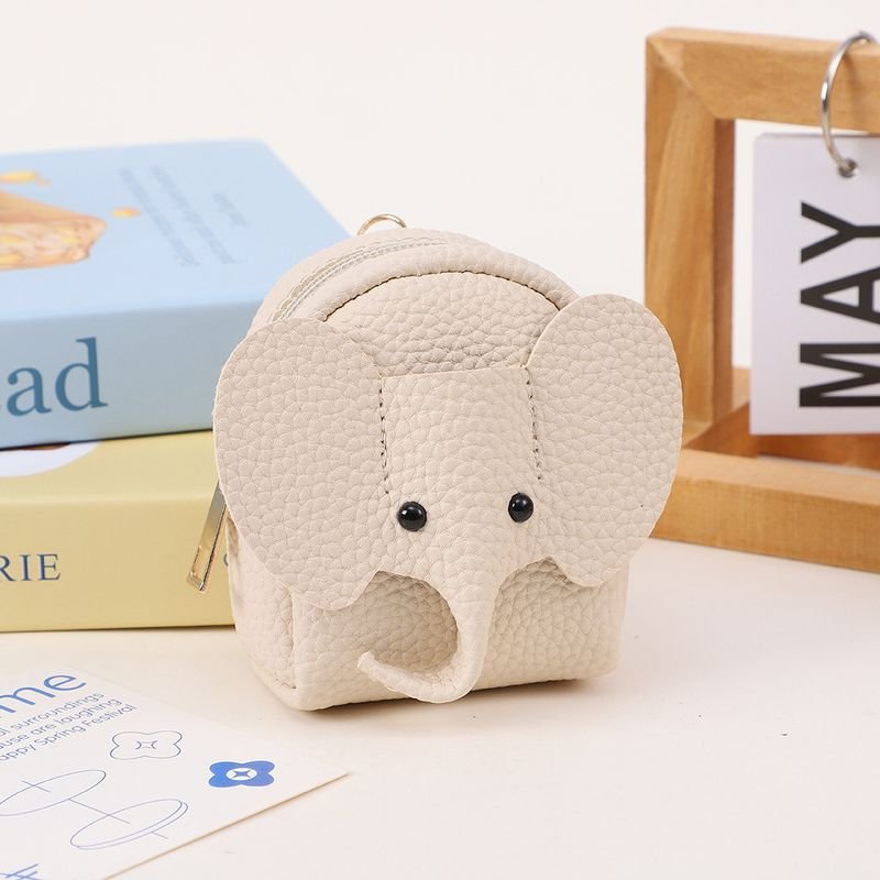 Women Fashion Casual Solid Color Elephant Pattern PU Zipper Wallets
