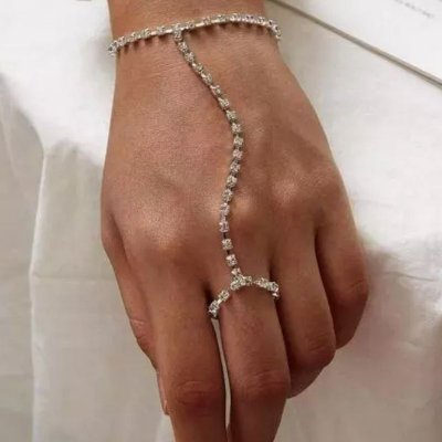 Fashion Rhinestone Finger Ring Bracelet