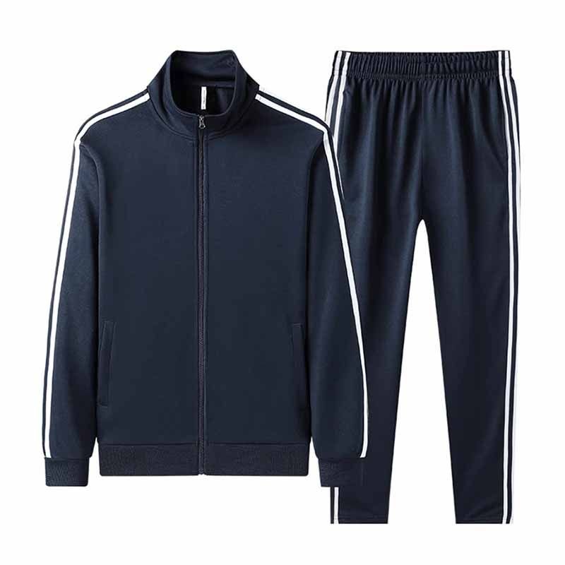 Men Autumn Fashion Leisure Sports Stripe Plus Size Long Sleeve Cardigan Sweatshirts Trousers Sets