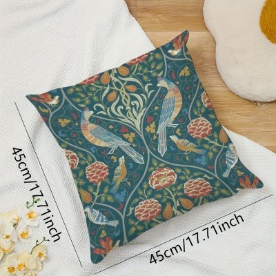 Simple Cartoon Floral Bird Single-Sided Printed Home Sofa Cushion Cover