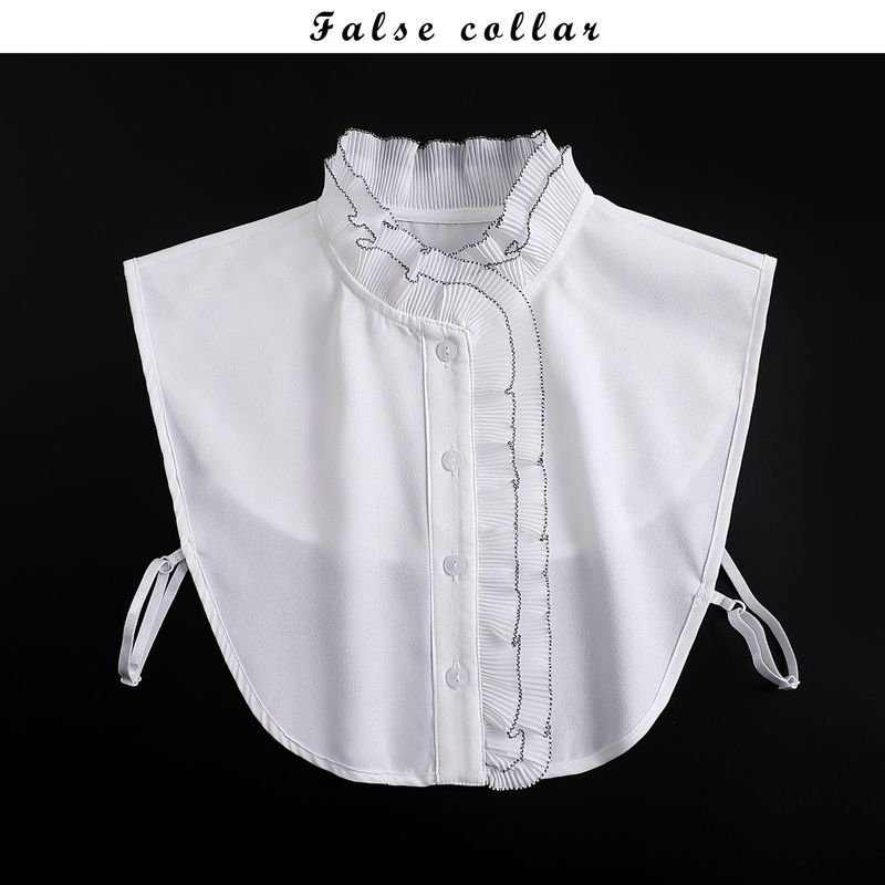 Women Fashion Creative Pleated Ruffled Stand Collar Chiffon Fake Collar