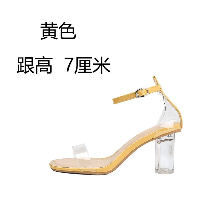 Summer Women Fashion Sexy Transparent Crystal High Heel Sandals