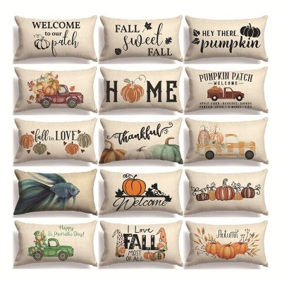 Thanksgiving Cartoon Fashion Pumpkin Truck Printed Sofa Cushion Cover