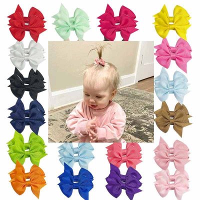 Kids Girls Cute Solid Color Bow Hairpin