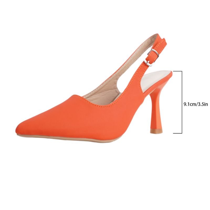 Summer Women Fashion Plus Size Solid Color Pointed Toe Heel Hollow Buckle High Heels