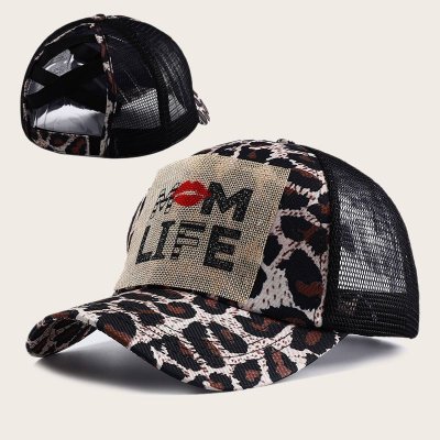 Women Fashion Leopard Cross Breathable Sunscreen Cap