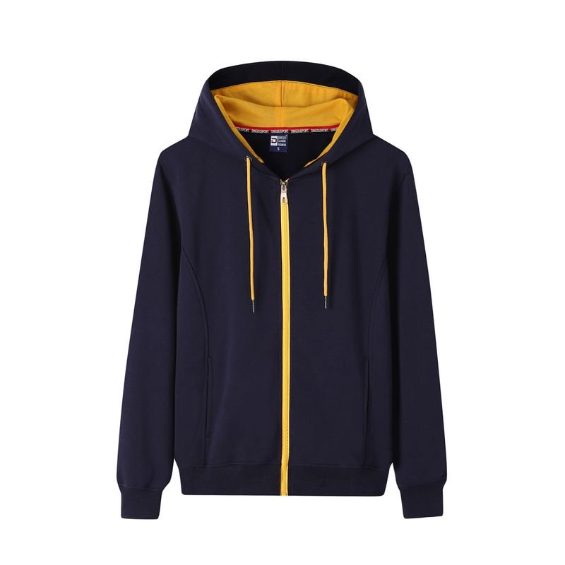 Zipper Fleece-Lined Custom Logo Cotton Terry Loop Pullover Men Women Coat Hoodie