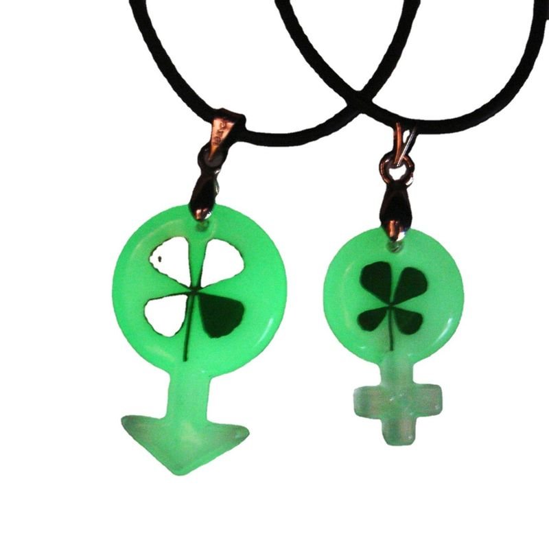 Women Fashion Creative Handmade Dropping Glue Luminous Dried Flower Four-Leaf Clover Pendant Necklace 6 Pair-Bag