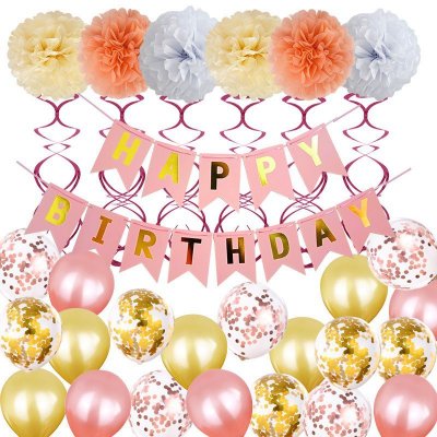 Birthday Party DIY Decorations Banner Balloons Set