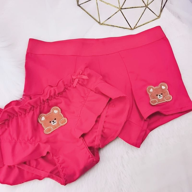 Fashion Cute Bear Print Couples Panties