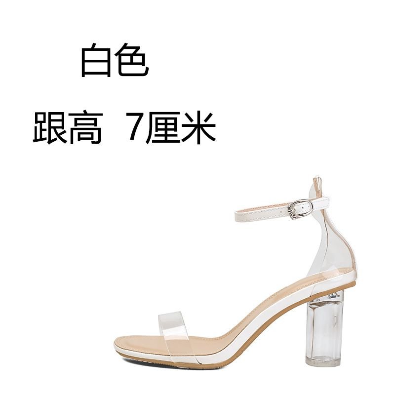 Summer Women Fashion Sexy Transparent Crystal High Heel Sandals