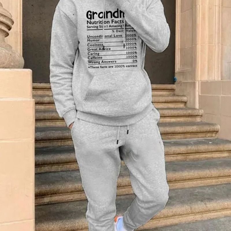 Men Spring Autumn Fashion Casual Commuter Letter Hoodies Pants Sets